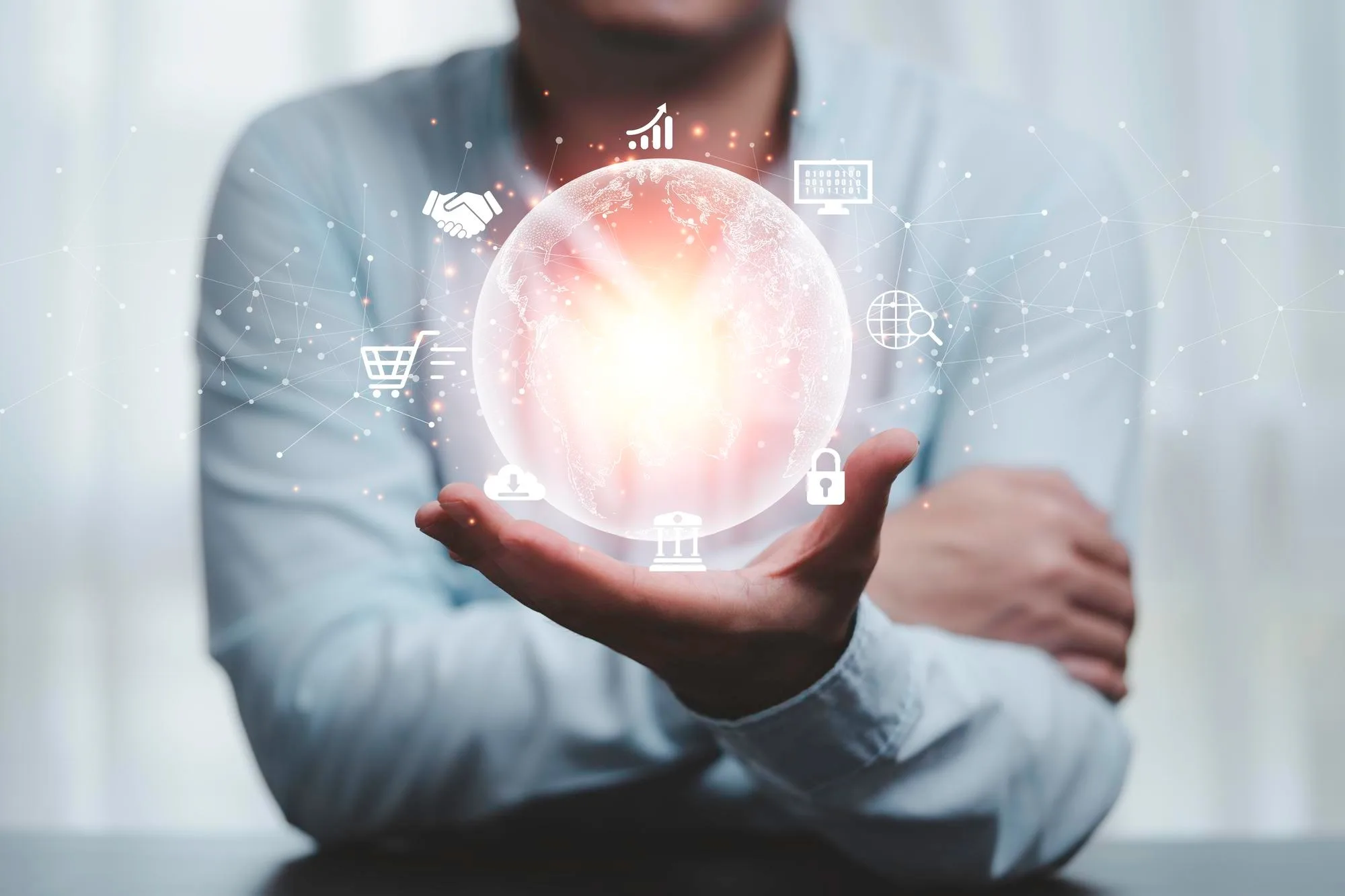 Professional exploring connected digital technology